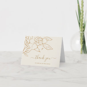 Carte De Remerciements Ligne d'ivoire Art Floral Mariage Élégant