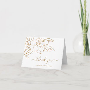 Carte De Remerciements Ligne dorée Fleurs Art Élégant Mariage