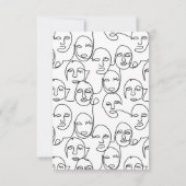 Carte De Remerciements Lignes Abstraites modernes face à l'art de ligne c (Dos)