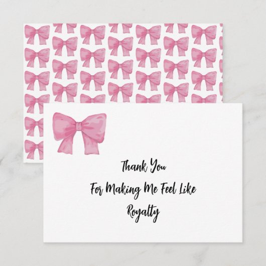 Carte De Remerciements  Like Royalty | Pink Bow Card (Devant / Derrière)