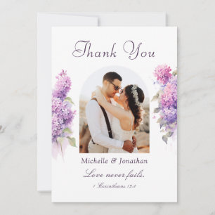 Carte De Remerciements Lilac Fleurs Photographie Bible Verse Mariage