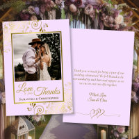 Lilac & Gold Love Thanks Photo & Note Mariage