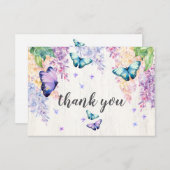 Carte de remerciements Lilac & Papillon (Devant / Derrière)
