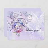 Carte De Remerciements Lilas et Merles bleus (Devant / Derrière)