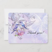 Carte De Remerciements Lilas et oiseaux bleus (Devant)