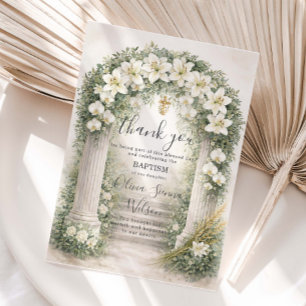 Carte De Remerciements Lilies blanches & Orchidées Fleur Baptême Christen