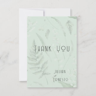 Carte De Remerciements Lily de Vallée avec des fougères || Vert doux pers