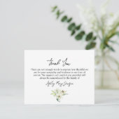 Carte De Remerciements Lily Funeral Thank You Note Card Bereavement (Debout devant)