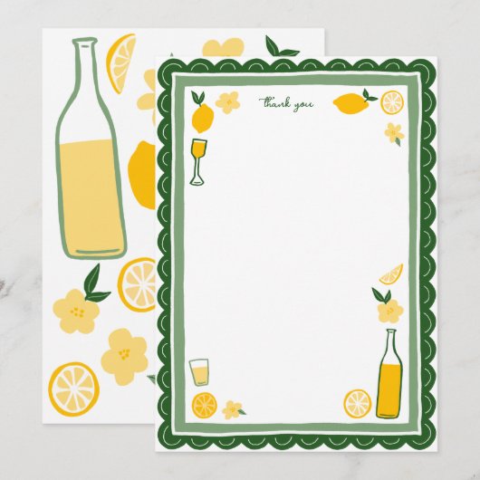 Carte De Remerciements Limoncello Limonade Citrons Fête d'anniversaire PE (Devant / Derrière)