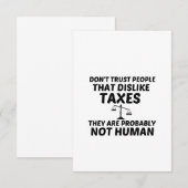 CARTE DE REMERCIEMENTS L'IMPÔT N'AIME PAS L'ÊTRE HUMAIN (Devant / Derrière)