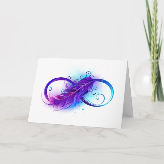 Carte De Remerciements L'infini avec plume violette (Devant)