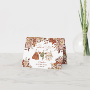 Carte De Remerciements Linge de bébé élégant automnal pour Baby Shower