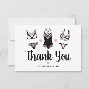 Carte De Remerciements Linge de lingerie pour enterrement de vie de jeune