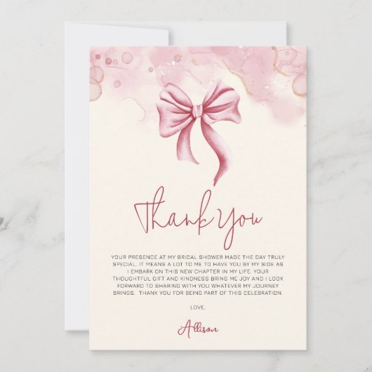 Carte De Remerciements Linge de mariage élégant rose blush (Devant)