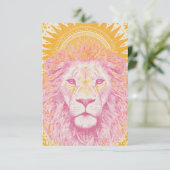 Carte De Remerciements Lion céleste rose et orange (Debout devant)