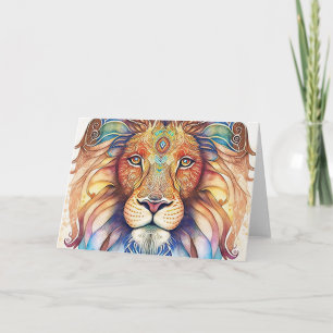 Carte De Remerciements Lion d'aquarelle mystique