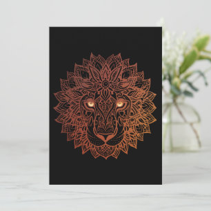 Carte De Remerciements Lion Mandala Ornamental, Lion Dessiné À La Main Ma