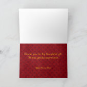 Carte De Remerciements Lion médiéval Red Fleur de Lis d'or (Intérieur)