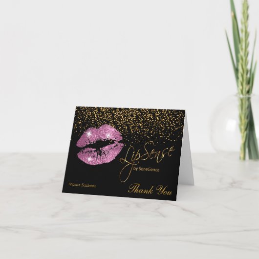 Carte De Remerciements Lipsense vierge si rose Parties scintillant lèvres (Devant)