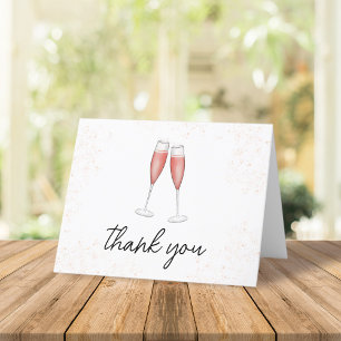 Carte De Remerciements Liqueur de Champagne rose calligraphie pour la fêt