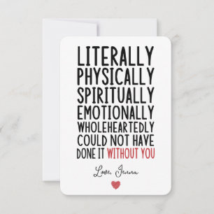 Carte De Remerciements Littéralement n'aurait pas pu le faire sans vous