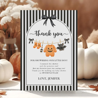 Carte De Remerciements Little Boo Corde à Linge Baby Shower