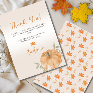 Carte De Remerciements Little Citrouille Automne 1er anniversaire