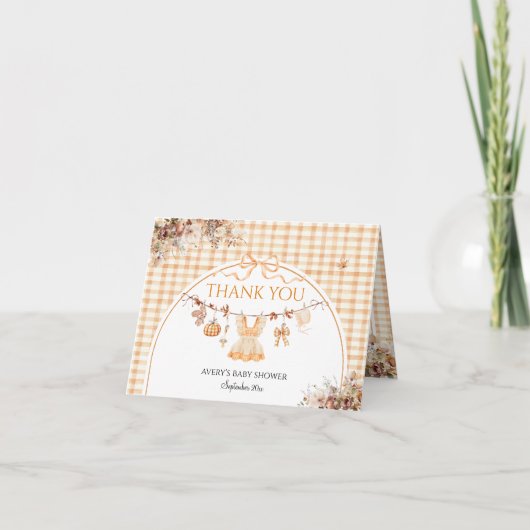 Carte De Remerciements Little Citrouille Floral Bow Fall Baby shower Book (Devant)