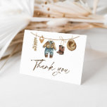 Carte De Remerciements Little Cowboy, Western Wild West Rodeo Baby shower<br><div class="desc">Little Cowboy,  Western Wild West Rodeo Baby shower Carte de remerciements Ce joli carte de remerciements présente une clipart peinte à la main et une typographie moderne. Parfait pour toutes les saisons et convient à toute douche à thème occidental,  champêtre,  rustique ou bohème!</div>