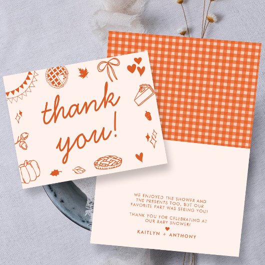 Carte De Remerciements Little Cutie Pie On The Way! Fall Baby Shower