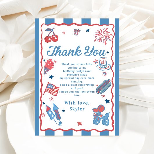 Carte De Remerciements Little Firecracker 4 juillet Anniversaire