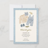 Carte De Remerciements Little Jean Baby shower Denim Boho (Devant)
