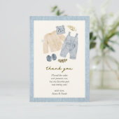 Carte De Remerciements Little Jean Baby shower Denim Boho (Debout devant)