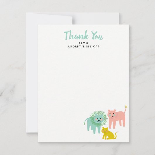 Carte De Remerciements Little Lions Baby shower Flat Remerciements Note C (Devant)
