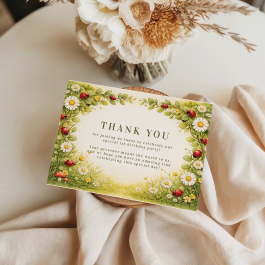 Carte De Remerciements Little Meadow Lady Turns One