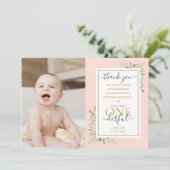 Carte De Remerciements Little Miss ONE derful Rose Girl 1er anniversaire (Debout devant)