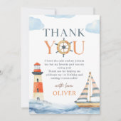 Carte De Remerciements Little Sailor Nautical Blue Pastel 1er Anniversair (Devant)