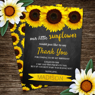 Carte De Remerciements Little Sunflower Chalkboard Anniversaire