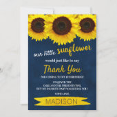 Carte De Remerciements Little Sunflower Navy Blue Anniversaire (Devant)