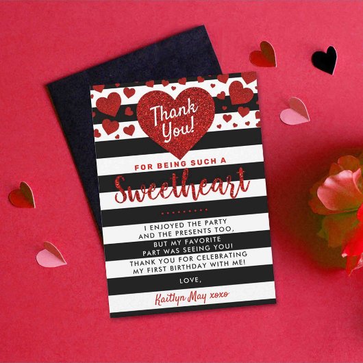 Carte De Remerciements Little Sweetheart Saint-Valentin N'importe quel âg