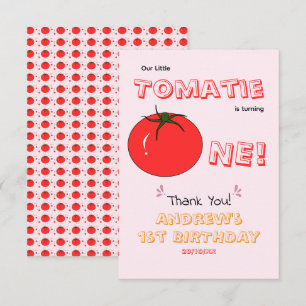 Carte De Remerciements Little Tomatie Fait Son Premier Anniversaire Cute