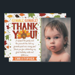 Carte De Remerciements Little Turkey Fall Thanksgiving 1er Birthday Photo<br><div class="desc">Dites merci avec style avec ces cartes de remerciement d'anniversaire branchées. La photo et le libellé du modèle sont faciles à personnaliser et votre famille et vos amis seront ravis de recevoir ces fabuleux remerciements.</div>