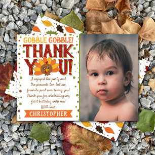 Carte De Remerciements Little Turkey Fall Thanksgiving 1er Birthday Photo