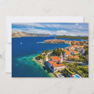 Carte De Remerciements Littoral Ville de Korcula, île de Korcula, Croat