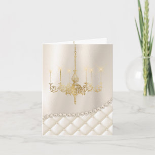 Carte De Remerciements L'ivoire d'éclairage de lustre de mariage perle le