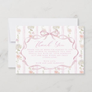 Carte De Remerciements Livres floraux vintage rose doux pour bébé