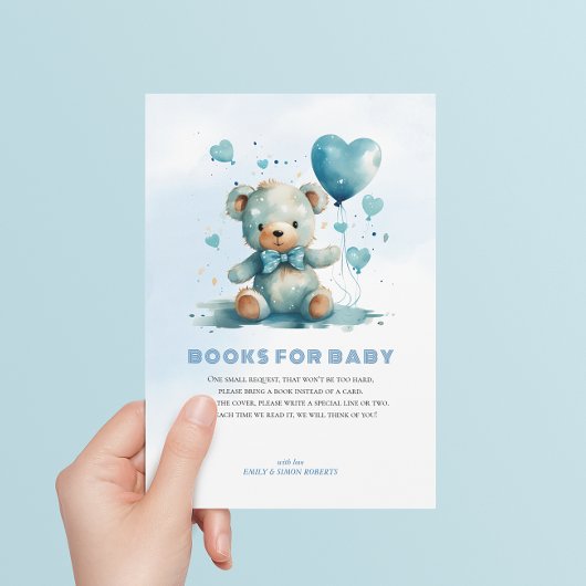Carte De Remerciements Livres Pour Bébé Bleu Teddy Ours
