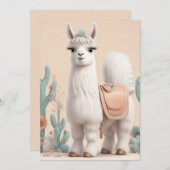 Carte De Remerciements Llama à selle dans le désert (Devant / Derrière)
