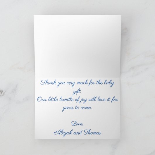 Carte De Remerciements Llama bleu et blanc avec fleurs Baby (Intérieur)