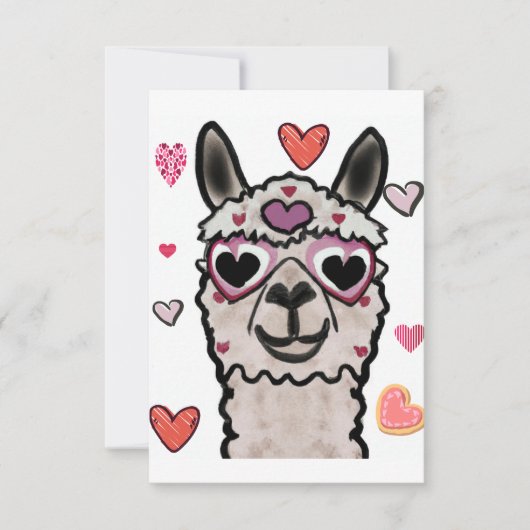 Carte De Remerciements Llama cool avec lunettes de coeur (Devant)